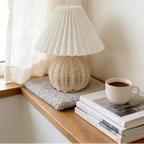 Table Lamp Handcrafted Rattan Warm Dimmable LED USB Powered