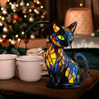 Table Lamp Handmade Ceramic Cat Silhouette Warm Glow