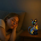 Table Lamp Handmade Ceramic Cat Silhouette Warm Glow