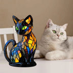 Table Lamp Handmade Ceramic Cat Silhouette Warm Glow