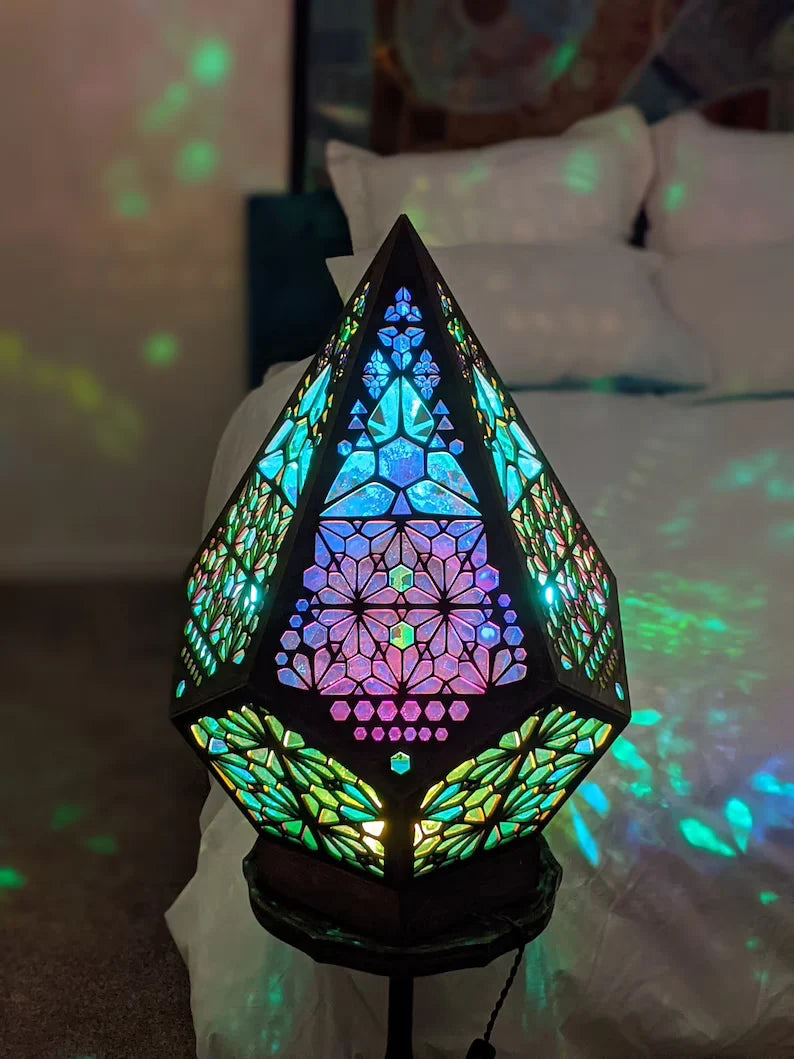 Table Lamp Handmade Diamond Pattern USB LED