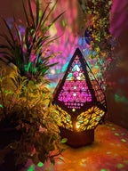 Table Lamp Handmade Diamond Pattern USB LED