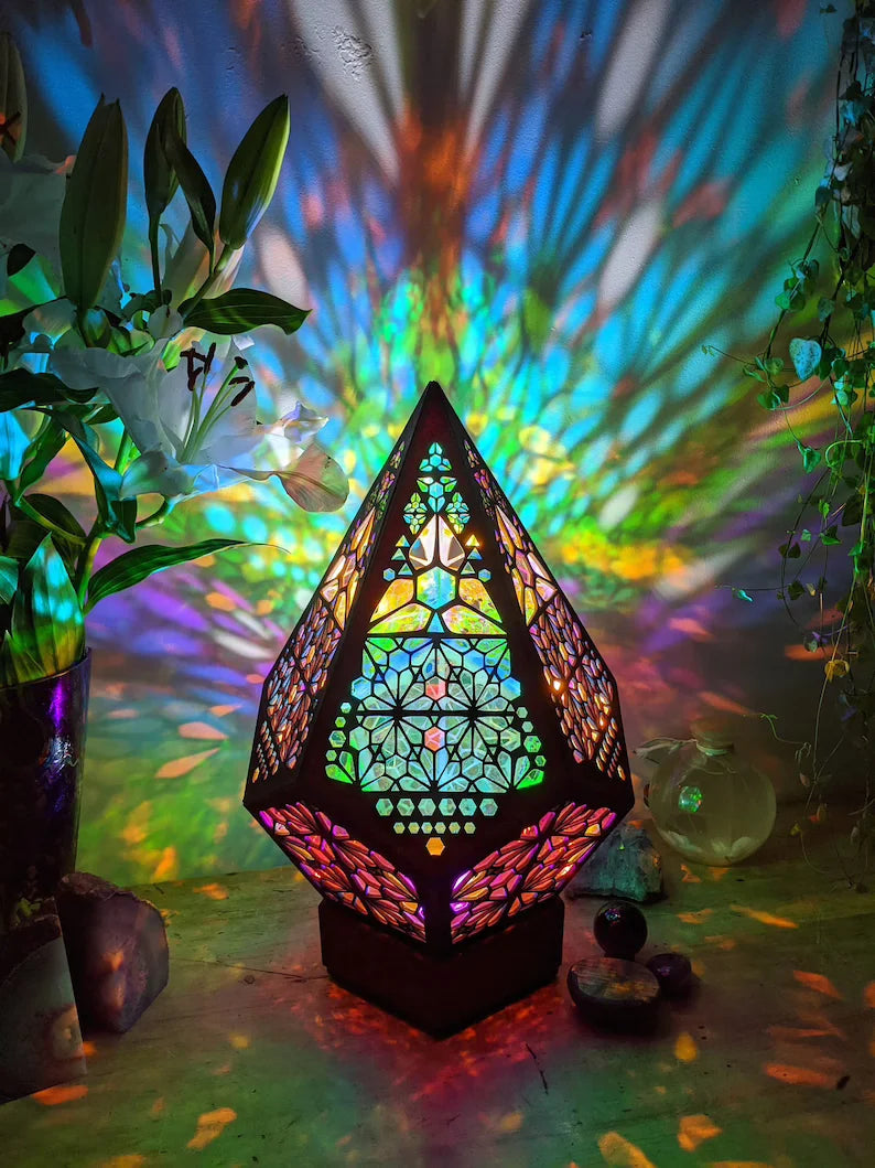 Table Lamp Handmade Diamond Pattern USB LED