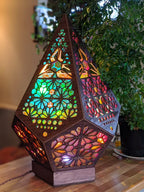 Table Lamp Handmade Diamond Pattern USB LED
