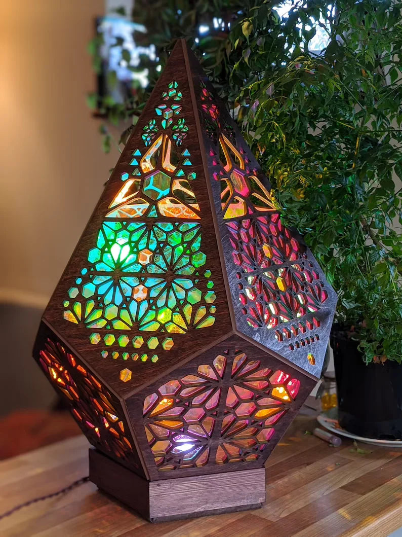 Table Lamp Handmade Diamond Pattern USB LED