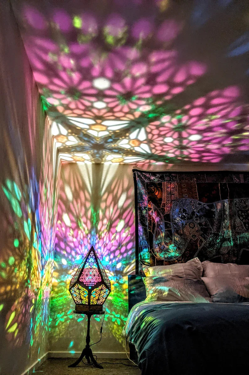 Table Lamp Handmade Diamond Pattern USB LED