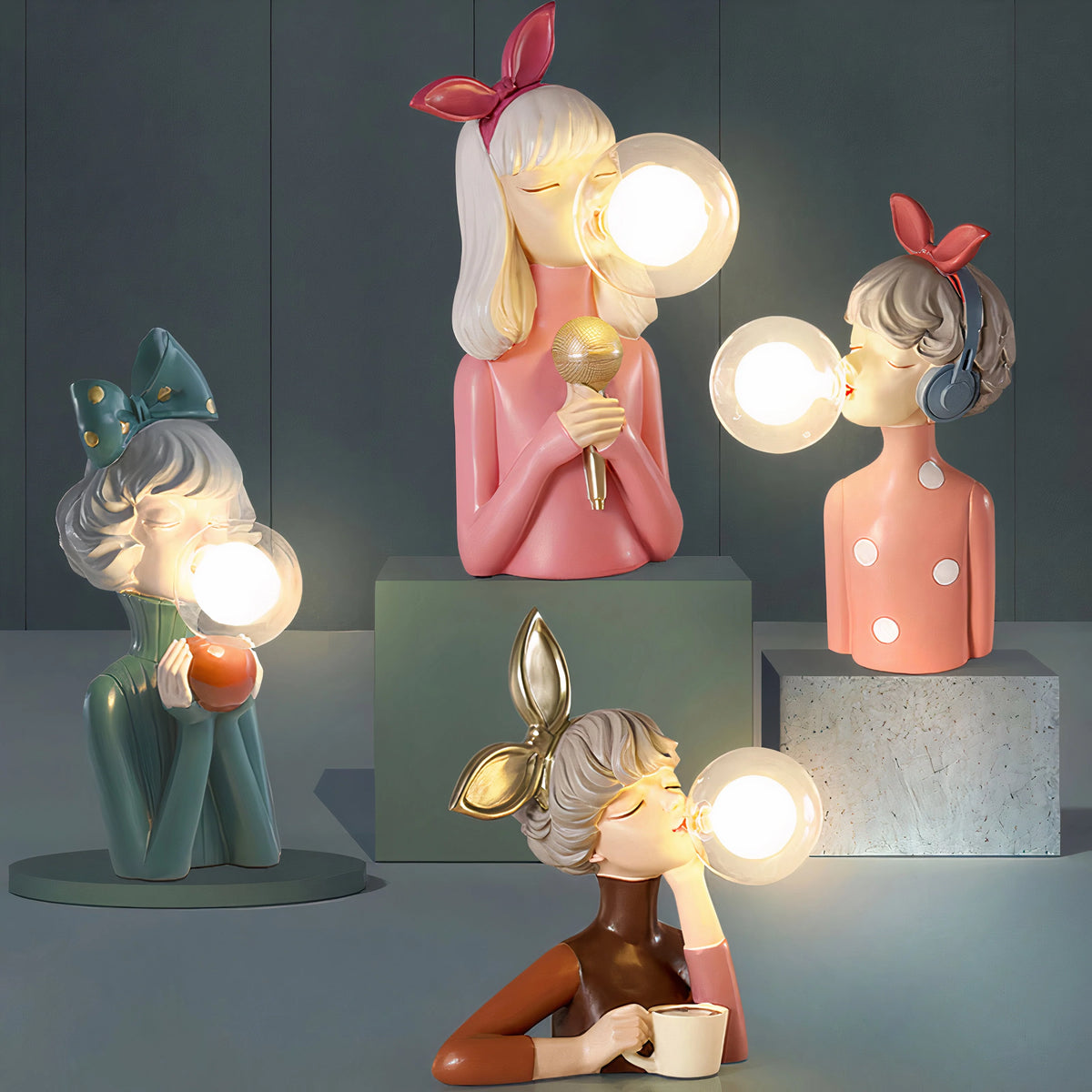 Table Lamp Handmade Resin & Glass USB Powered