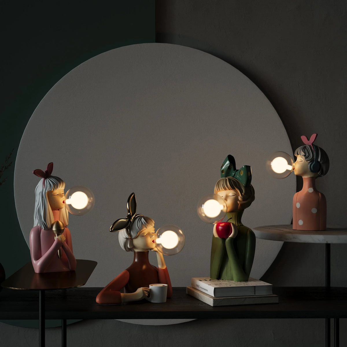 Table Lamp Handmade Resin & Glass USB Powered