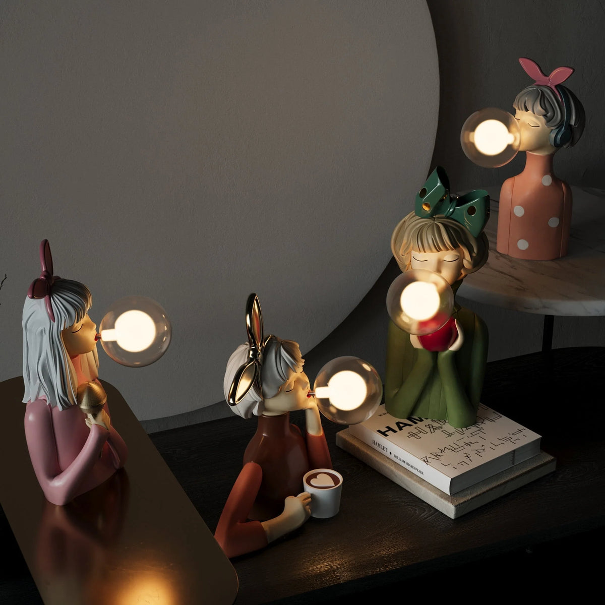 Table Lamp Handmade Resin & Glass USB Powered