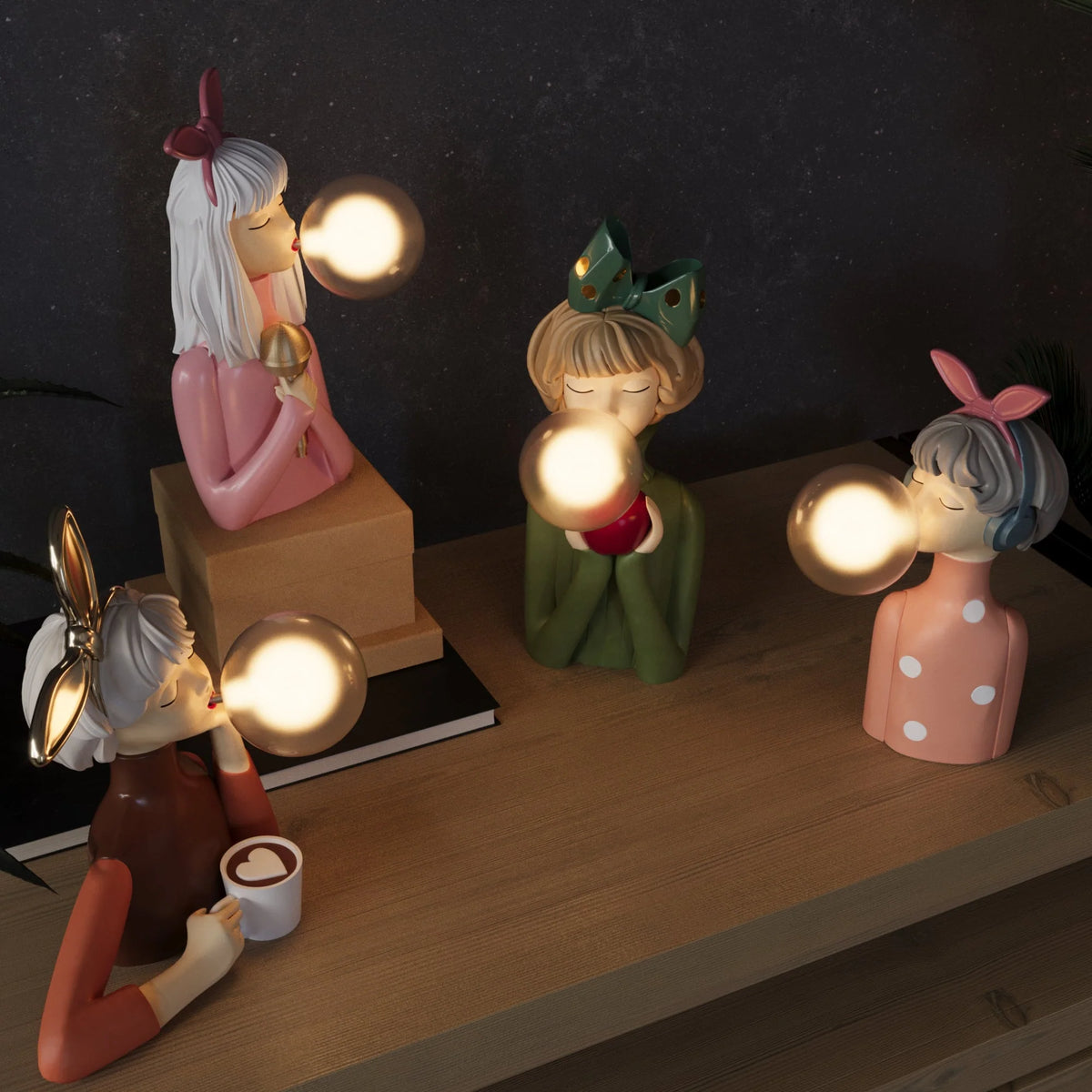 Table Lamp Handmade Resin & Glass USB Powered