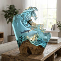 Table Lamp Handmade Resin Ocean Wave Dimmable LED