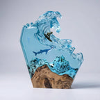 Table Lamp Handmade Resin Ocean Wave Dimmable LED