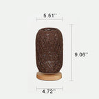 Table Lamp Handwoven Rattan Shade Solid Wood Base Integrated LED