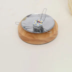 Table Lamp Handwoven Rattan Shade Solid Wood Base Integrated LED