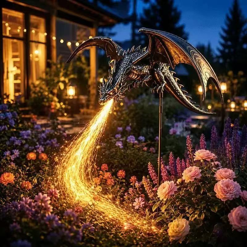 Table Lamp Intricate Dragon Sculpture Warm LED Polyresin