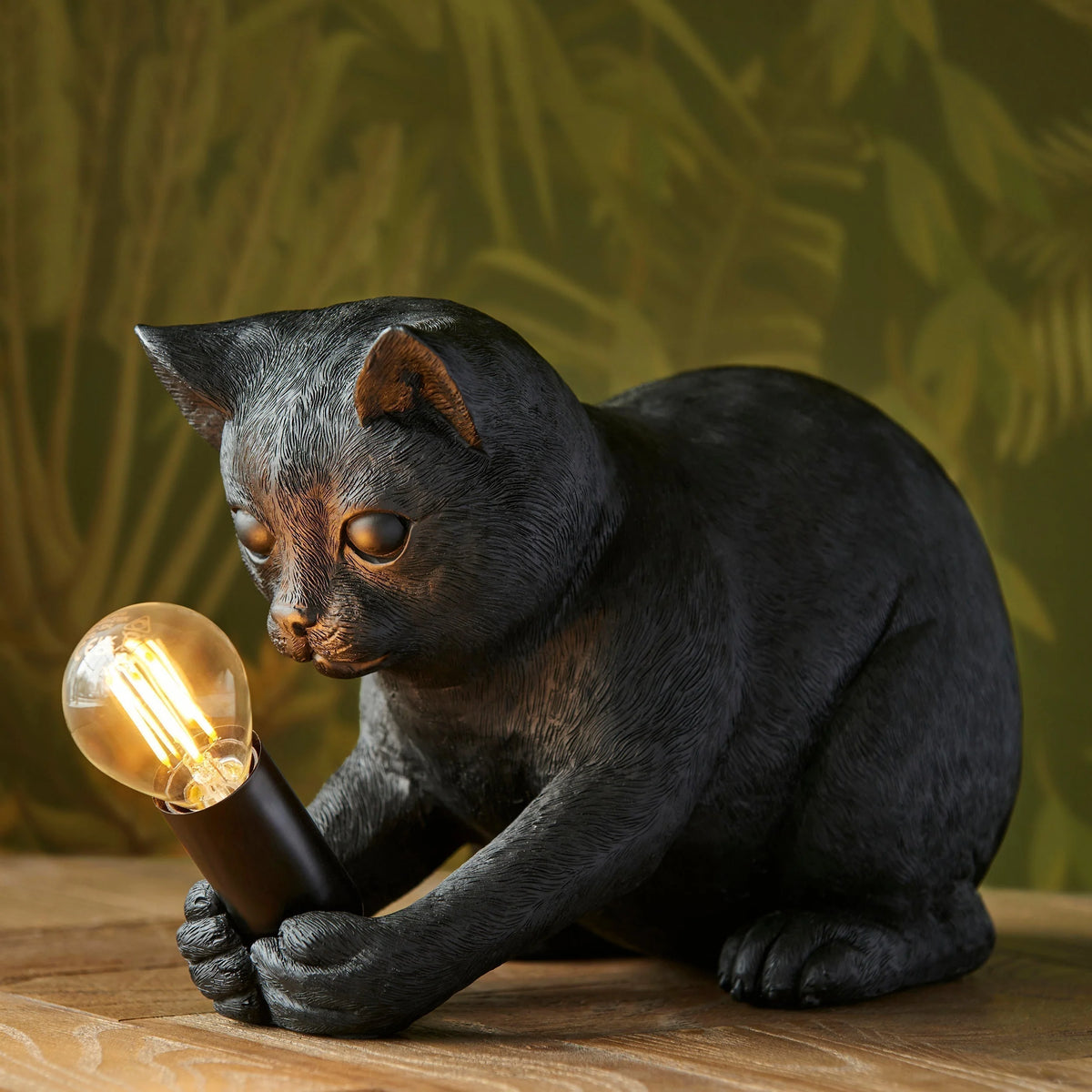 Table Lamp Kitten-Shaped Resin Inline Switch