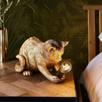 Table Lamp Kitten-Shaped Resin Inline Switch