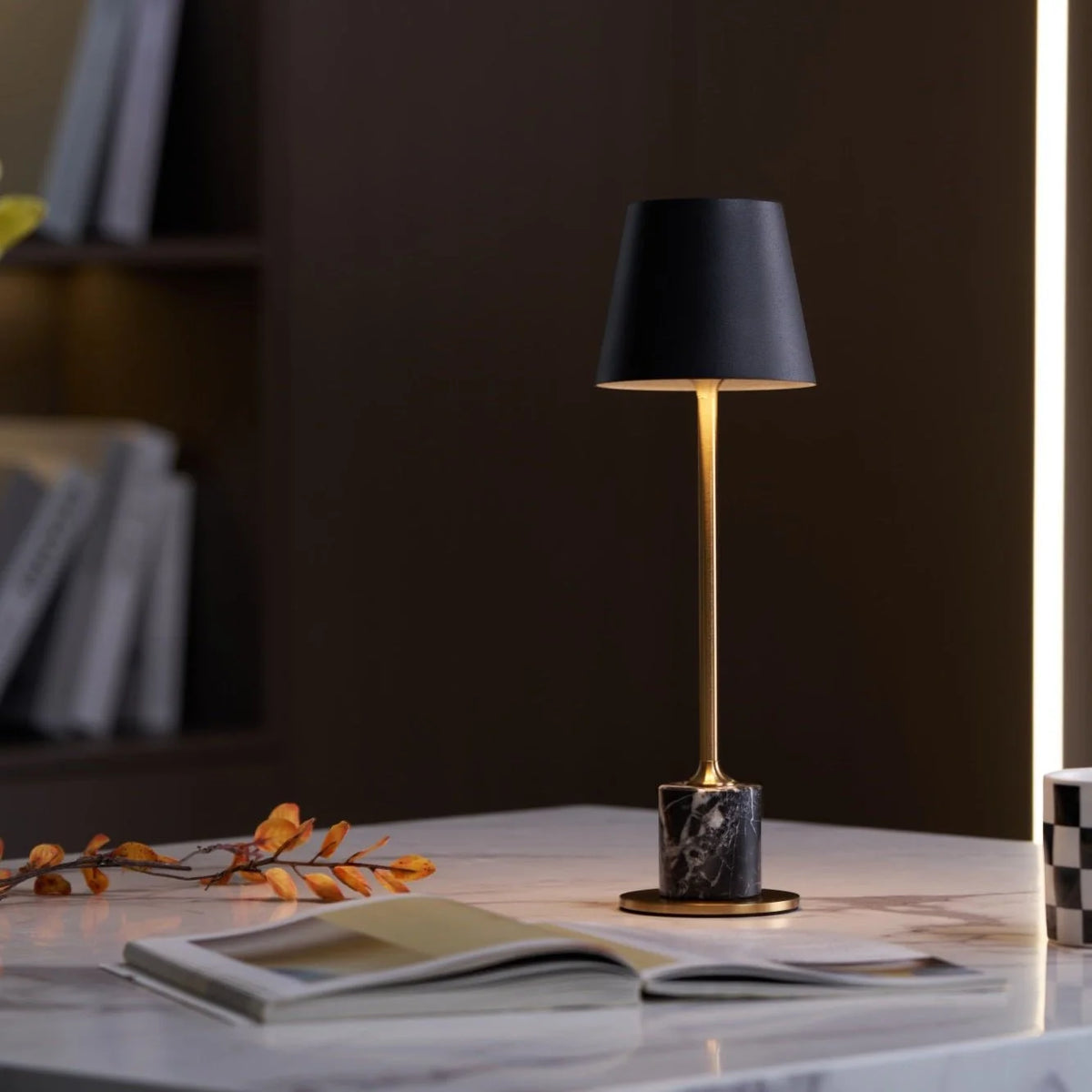 Table Lamp Marble Base USB Rechargeable Touch Control