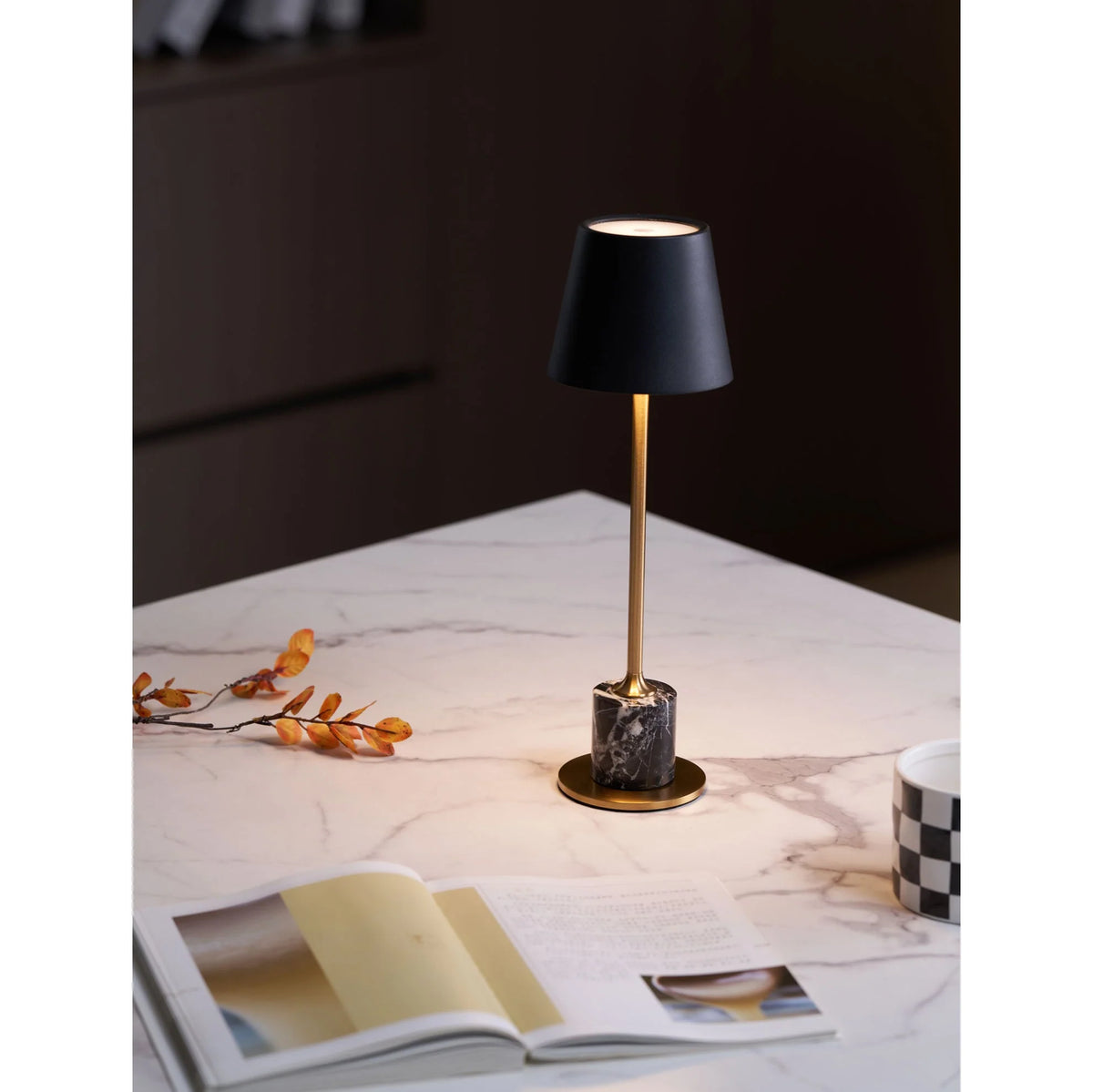 Table Lamp Marble Base USB Rechargeable Touch Control