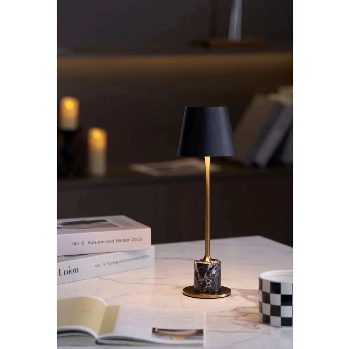 Table Lamp Marble Base USB Rechargeable Touch Control