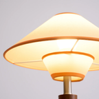 Table Lamp Mid-Century Tapered Wood Base Flared Fabric Shade