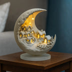 Table Lamp Moon-Shaped Winter Village Acrylic LED