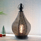 Table Lamp Moroccan Pattern Metal & Glass