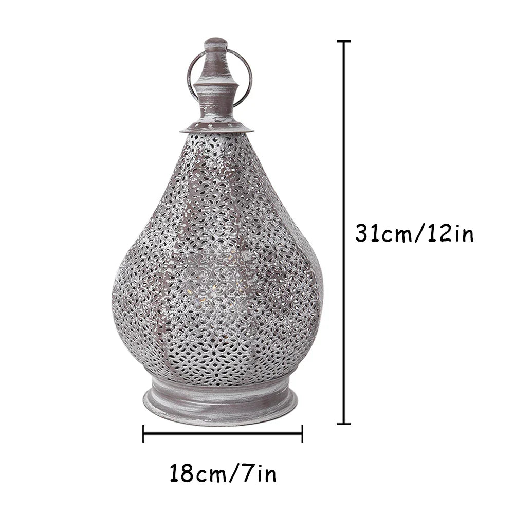 Table Lamp Moroccan Pattern Metal & Glass