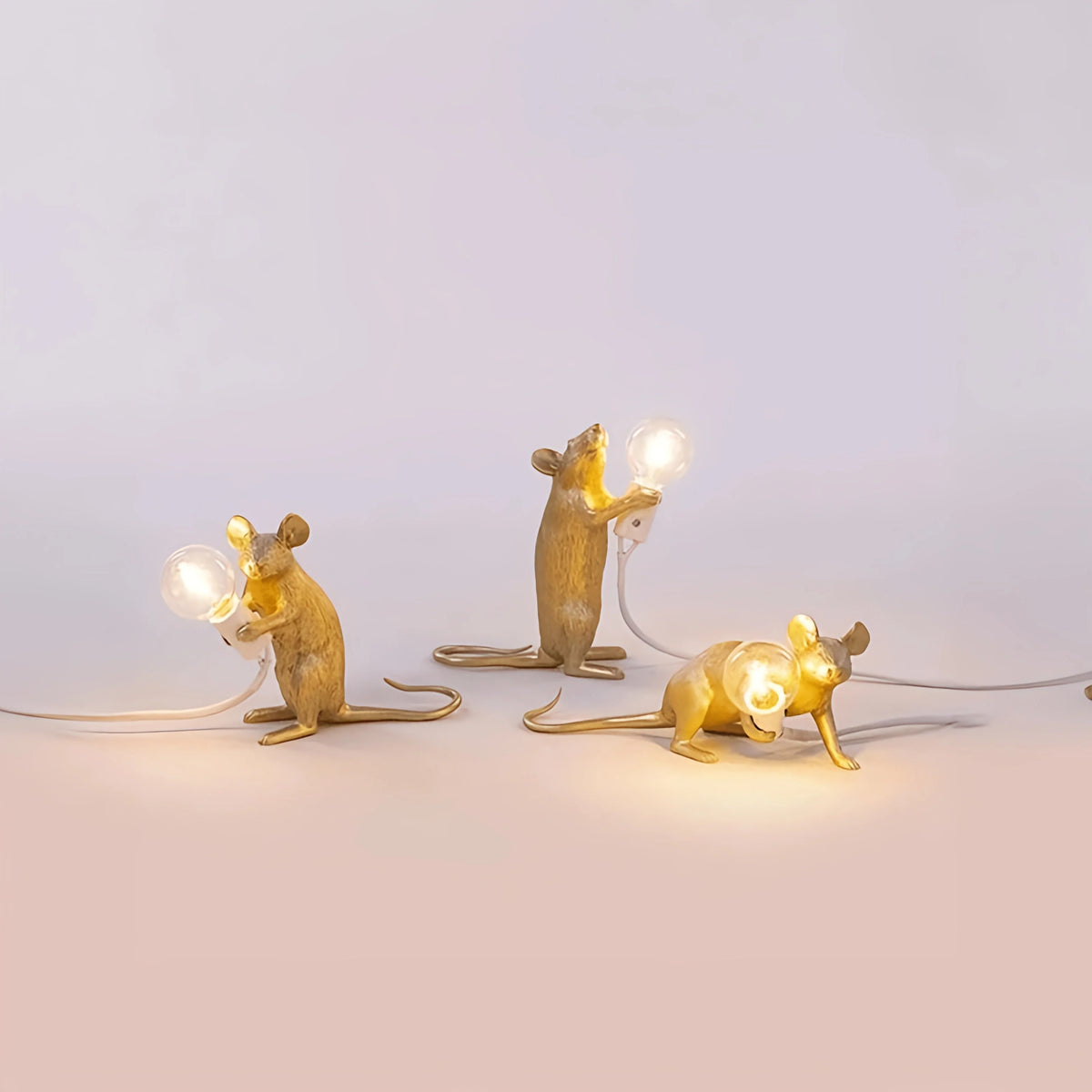 Table Lamp Mouse Figurine Resin Brushed Nickel