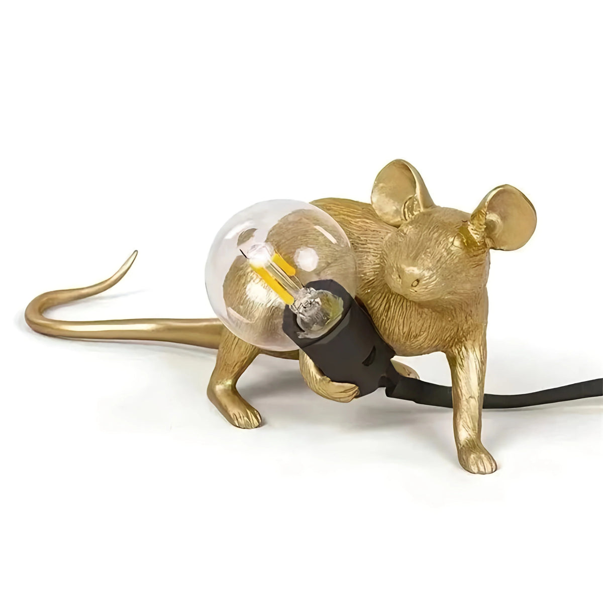 Table Lamp Mouse Figurine Resin Brushed Nickel