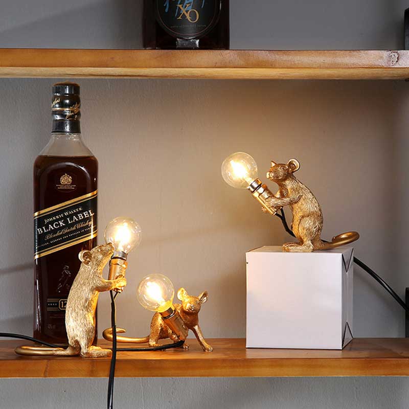 Table Lamp Mouse-Shaped Resin Ambient Lighting