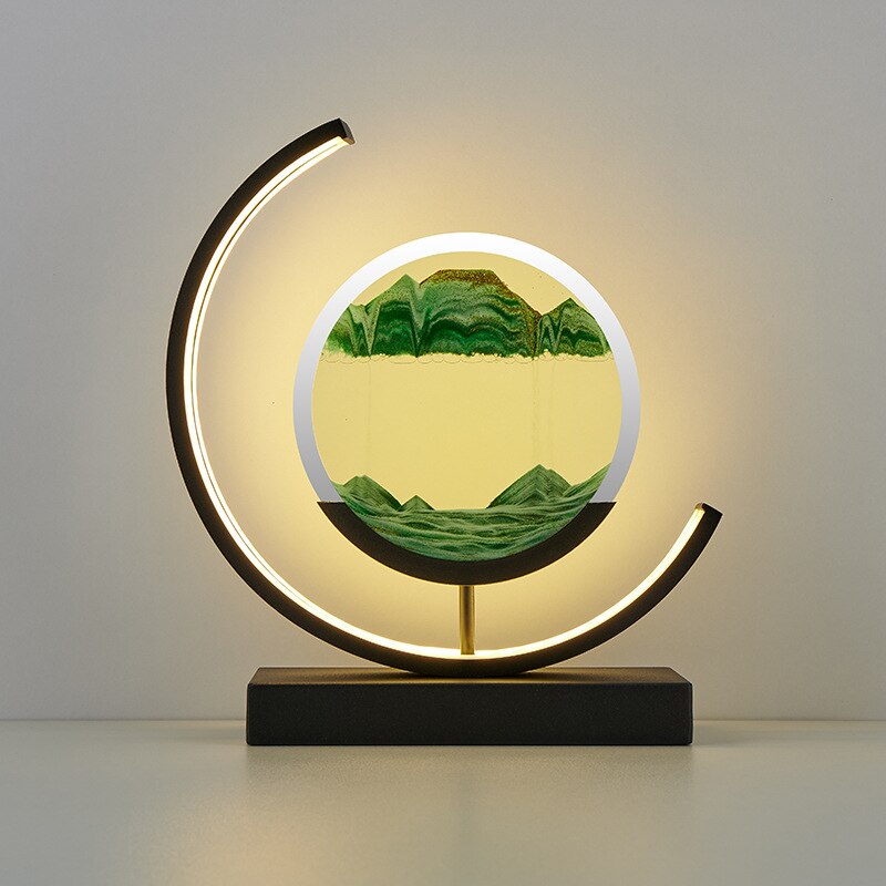 Table Lamp Moving Sand Landscape & Warm LED