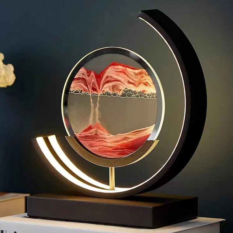 Table Lamp Moving Sand Landscape & Warm LED