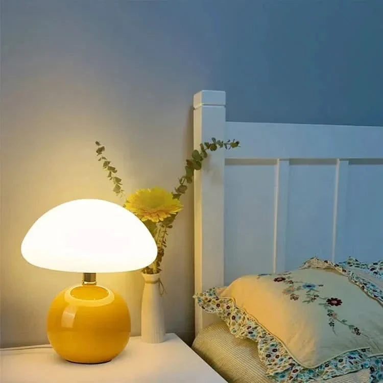 Table Lamp Mushroom Glass Integrated LED 3 Light Modes