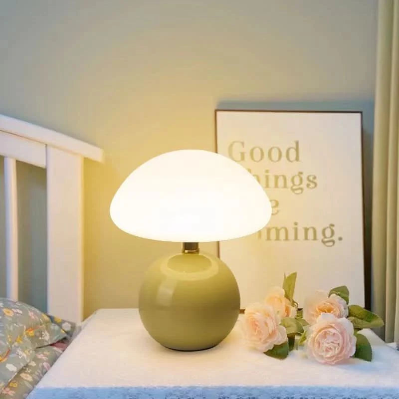Table Lamp Mushroom Glass Integrated LED 3 Light Modes
