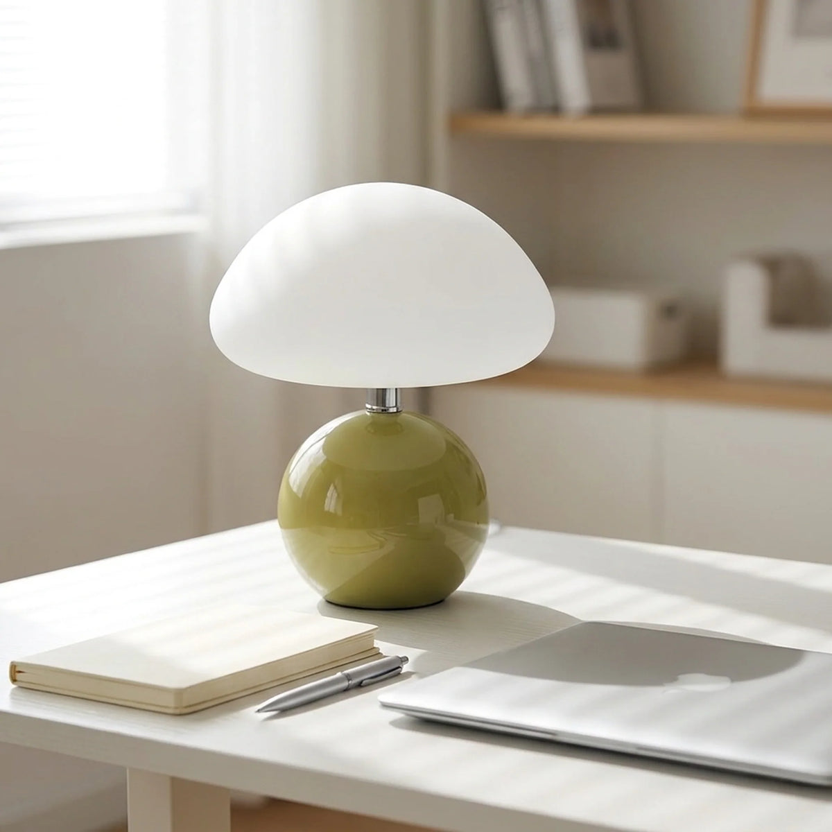 Table Lamp Mushroom Glass Integrated LED 3 Light Modes
