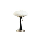 Table Lamp Mushroom Glass Shade Wood & Metal Base