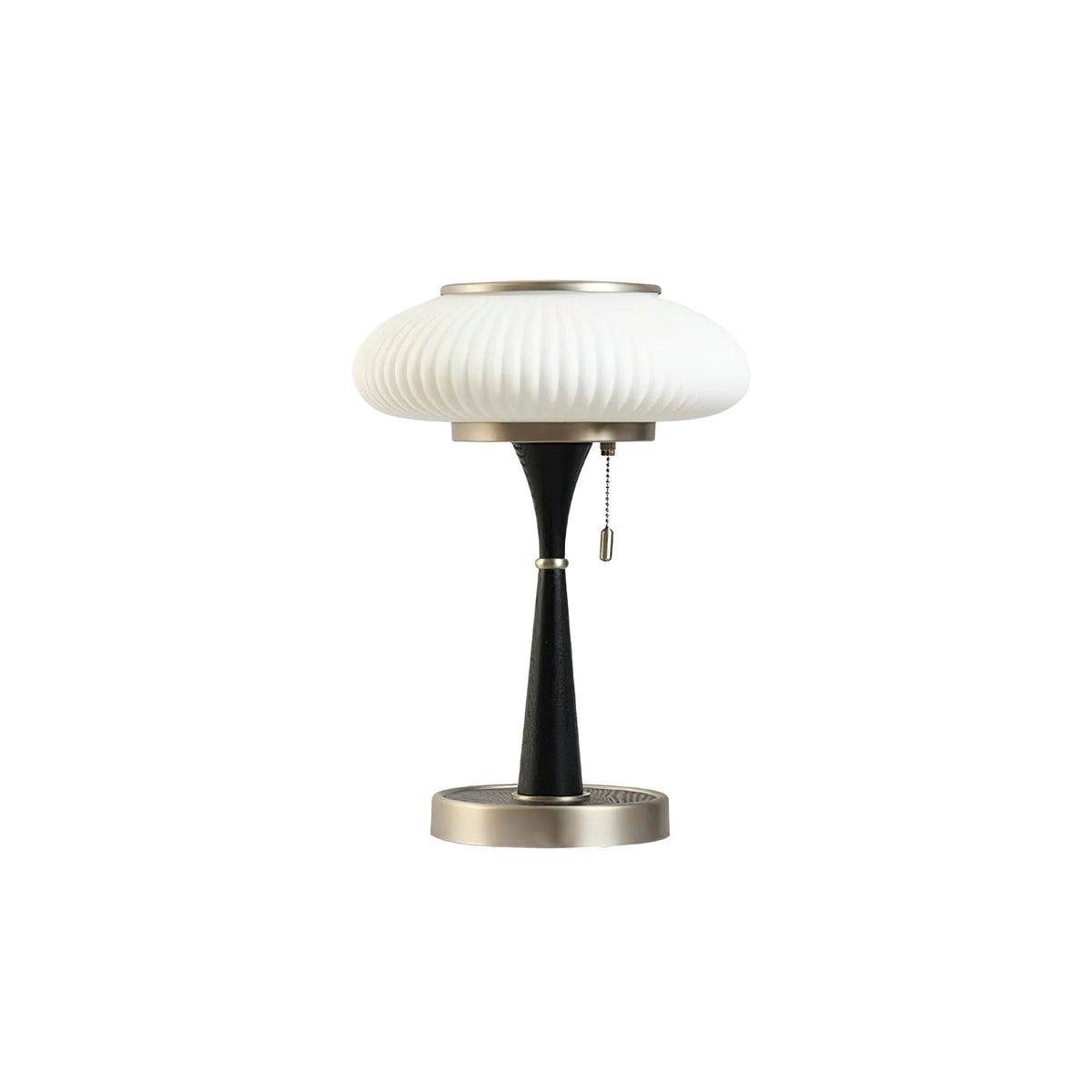 Table Lamp Mushroom Glass Shade Wood & Metal Base