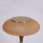 Table Lamp Mushroom Glass Shade Wood & Metal Base