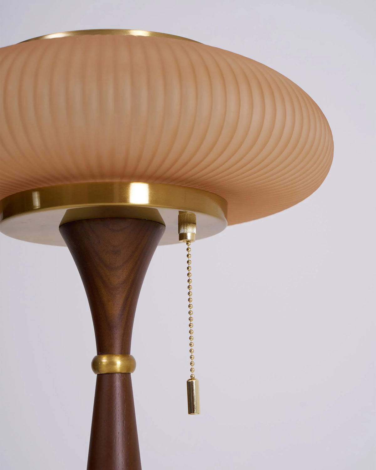 Table Lamp Mushroom Glass Shade Wood & Metal Base