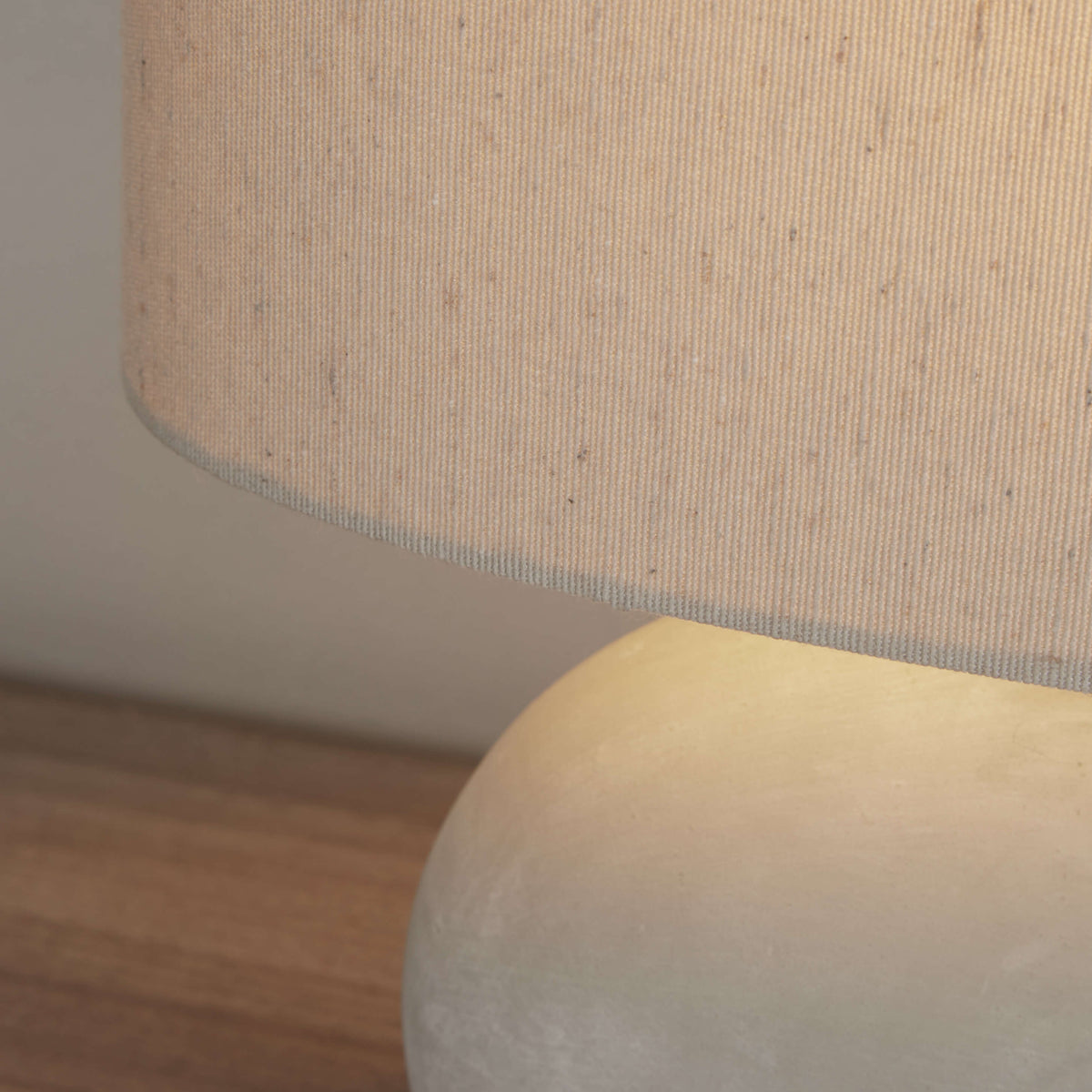 Table Lamp Oval Ceramic Base Cream Fabric Shade