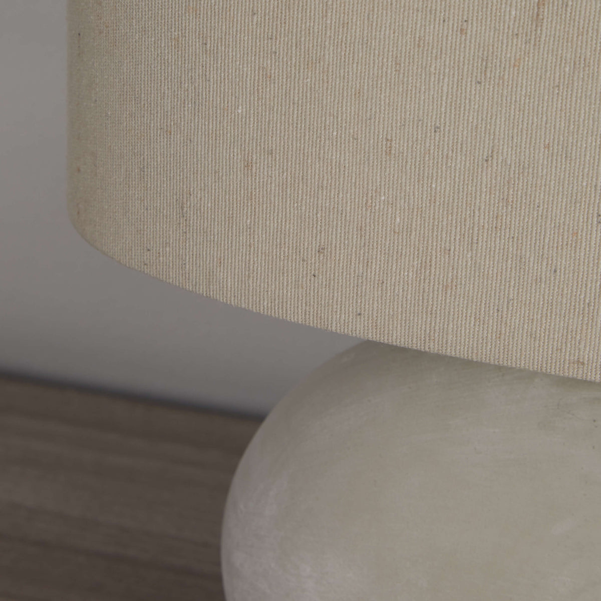 Table Lamp Oval Ceramic Base Cream Fabric Shade