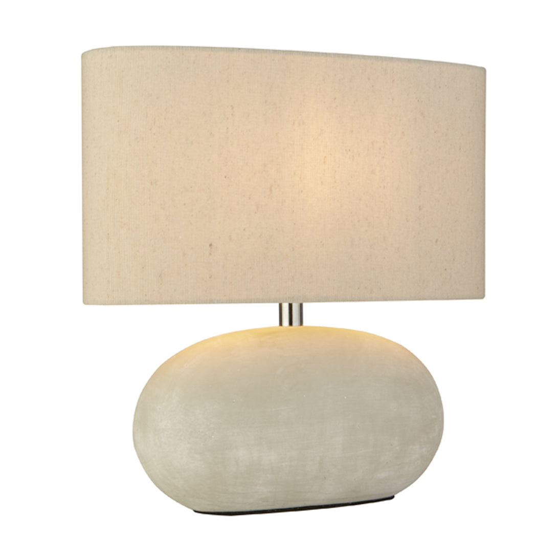 Table Lamp Oval Ceramic Base Cream Fabric Shade