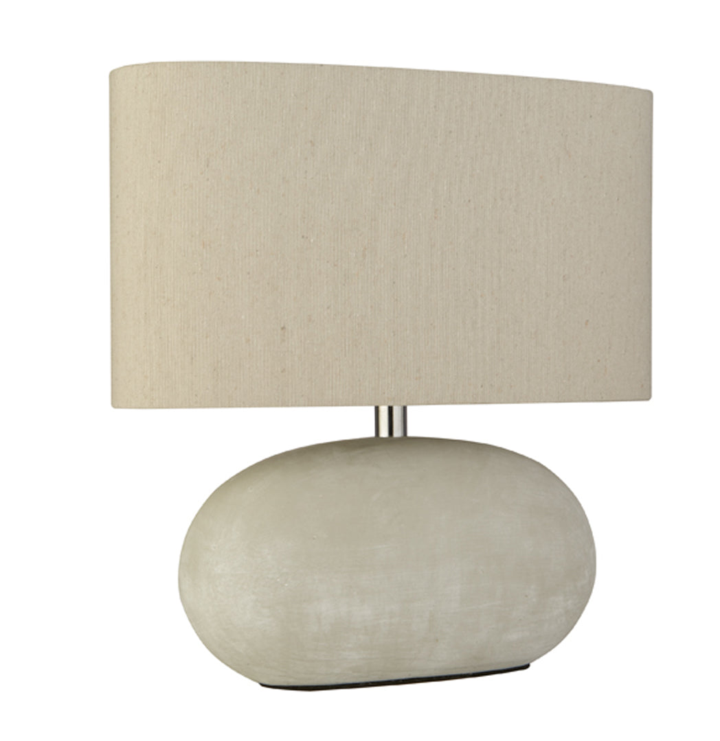 Table Lamp Oval Ceramic Base Cream Fabric Shade