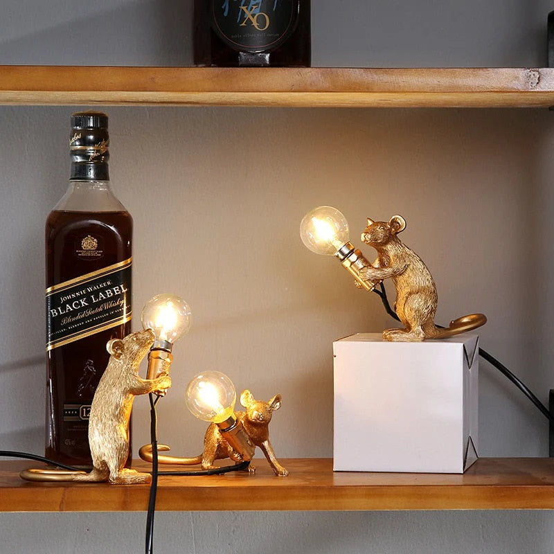 Table Lamp Playful Mouse Design Warm Ambient Light