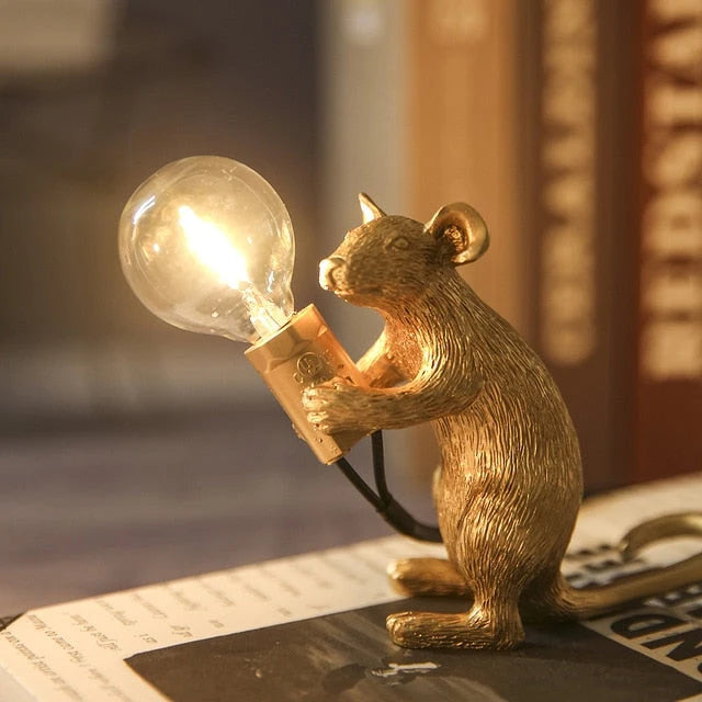 Table Lamp Playful Mouse Design Warm Ambient Light