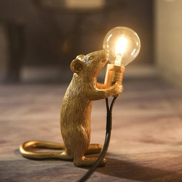 Table Lamp Playful Mouse Design Warm Ambient Light