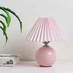 Table Lamp Pleated Shade & Ceramic Base E27 Socket