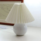 Table Lamp Pleated Shade & Ceramic Base E27 Socket