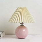 Table Lamp Pleated Shade & Ceramic Base E27 Socket